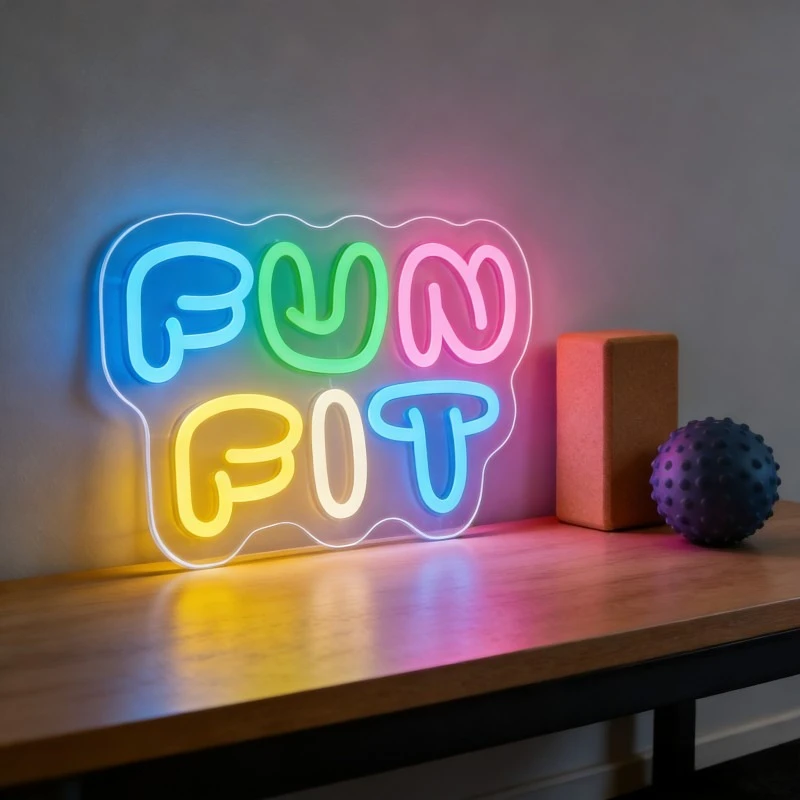 Yoga Fitness Room - Fun Fit Neon Sign LED Cartoon