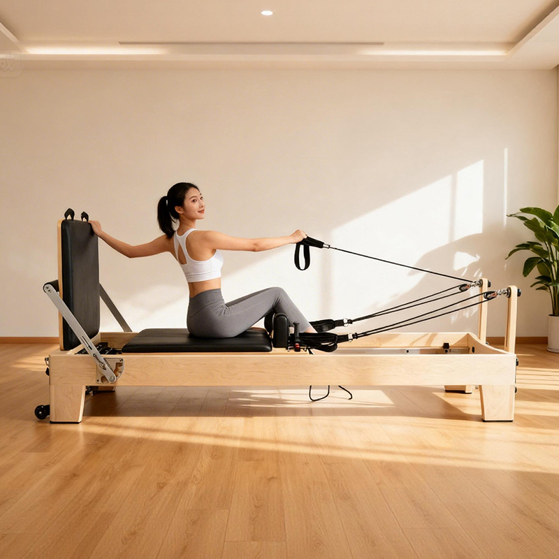 Yoga Fitness Reformer - White Maple Portable Adjustable Pilates Reformer