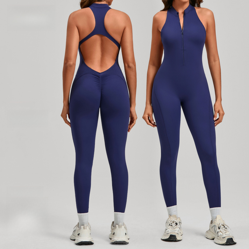 Spring Summer One-piece Zipper - Yoga Fitness Jumpsuit ulasan dan harga