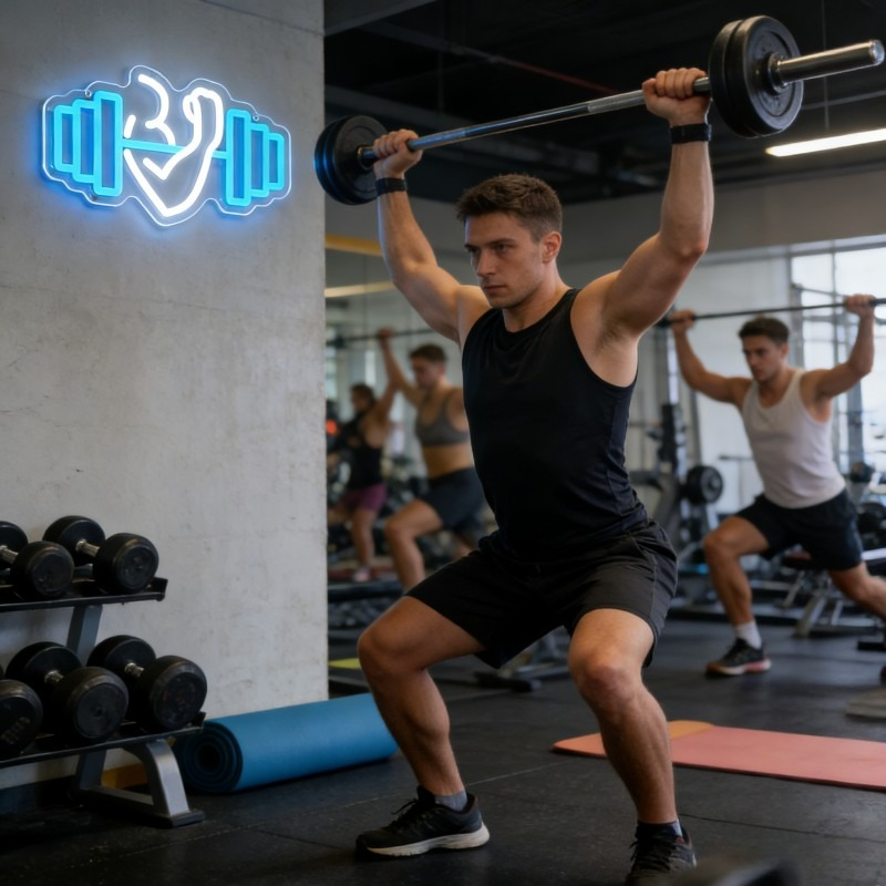 Bicep Dumbbell Neon Sign LED W - Yoga Fitness Room ulasan dan harga