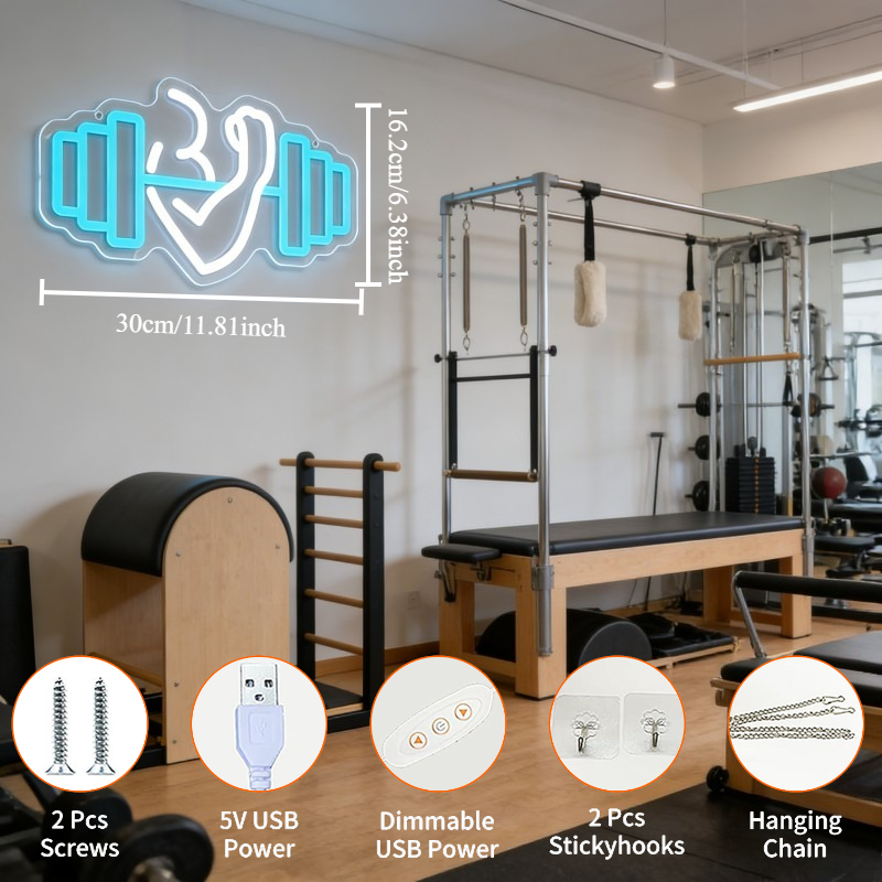Bicep Dumbbell Neon Sign LED W - Yoga Fitness Room ulasan dan harga