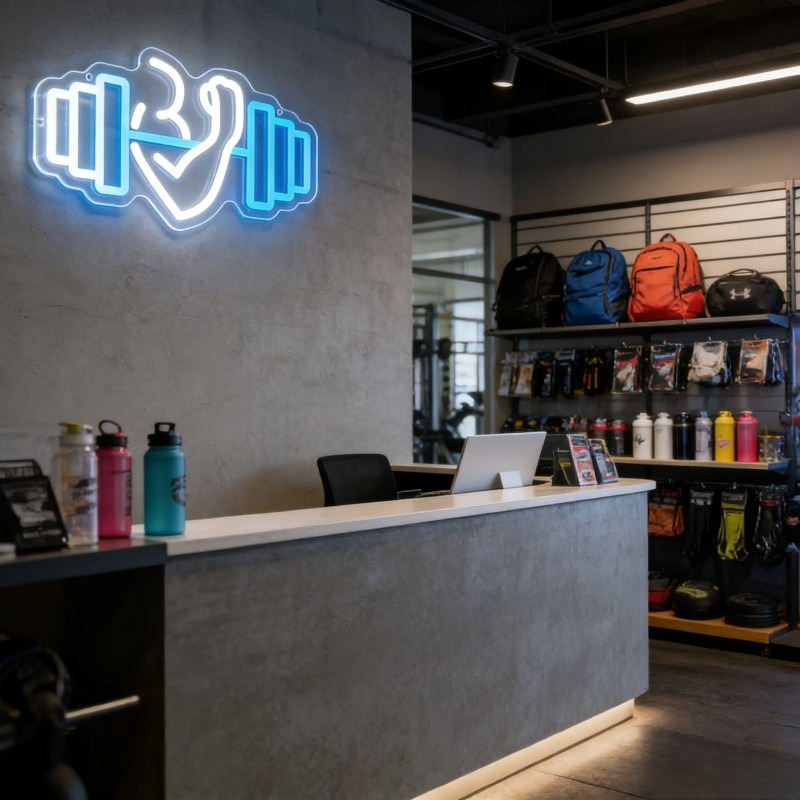 Bicep Dumbbell Neon Sign LED W - Yoga Fitness Room ulasan dan harga